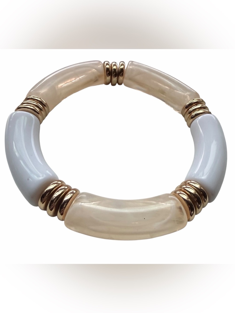 Set of 2 Curved Bangles, Acrylic Curved Tube Elastic Bracelets - Picture 6 of 10